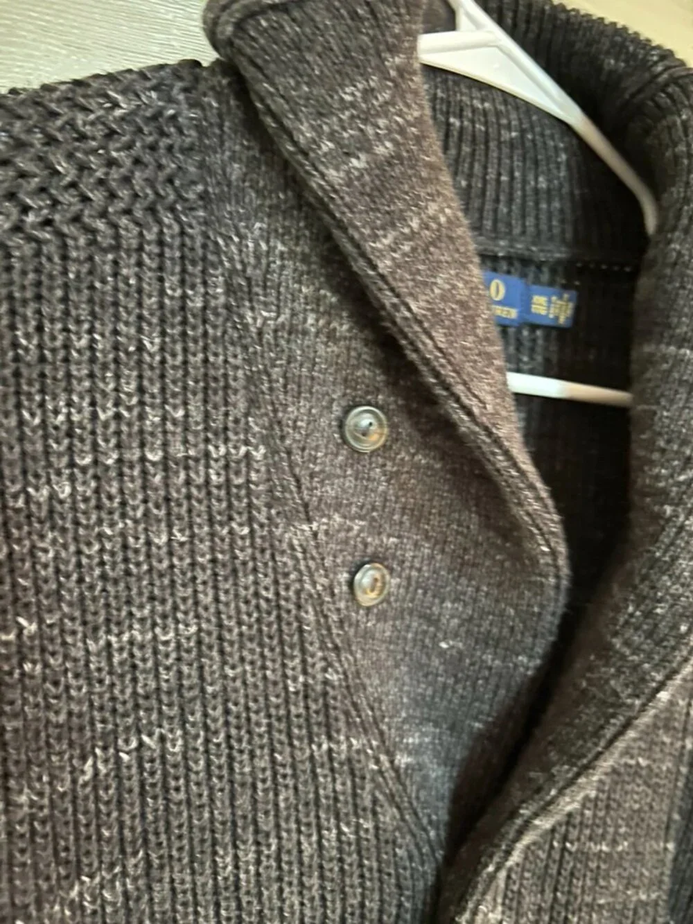 Polo by Ralph Lauren Gray/White Accents Shawl Collar Cardigan XXL/TTG